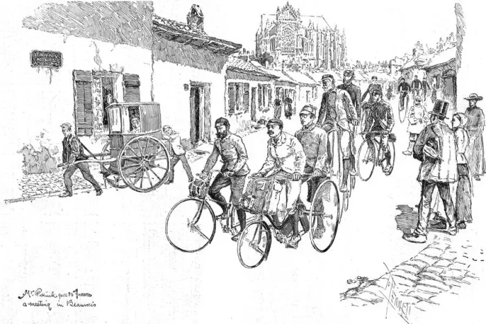 Framed Print : A Tour of the Pickwick Cycling Club in France, 1888. Creator: C Angerer & Goschl Framed Print : A Tour of the Pickwick Cycling Club in France, 1888. Creator: C Angerer & Goschl