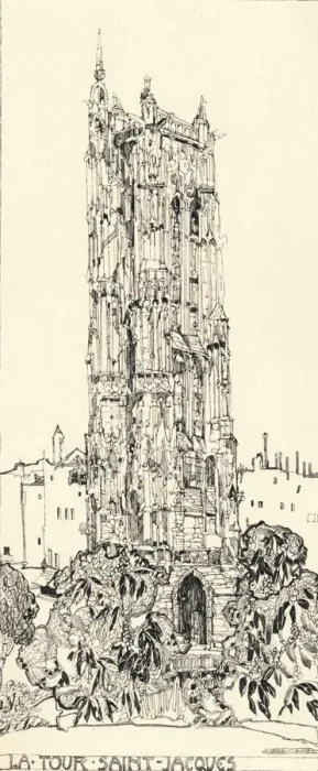 Framed Print : The Tour St Jacques, 1915. Artist: Jessie Marion King Framed Print : The Tour St Jacques, 1915. Artist: Jessie Marion King