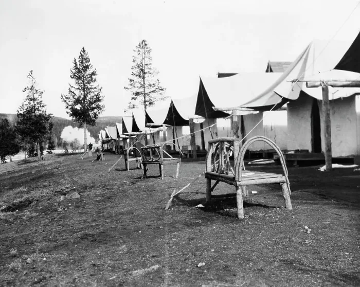 Framed Print : Tourist accommodations in Upper Geyser Basin, Yellowstone Park, 1903. Creator: Frances Benjamin Johnston Framed Print : Tourist accommodations in Upper Geyser Basin, Yellowstone Park, 1903. Creator: Frances Benjamin Johnston