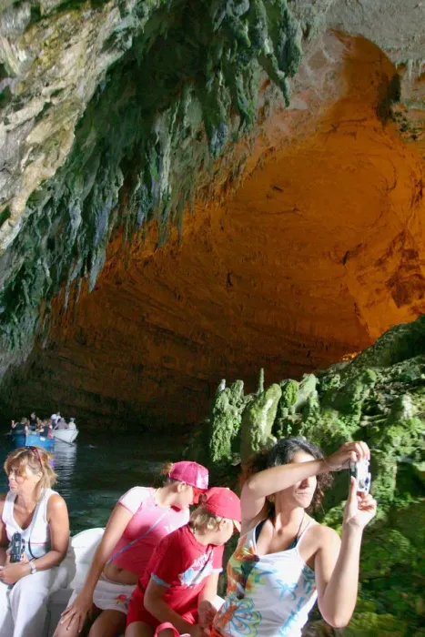 Framed Print : Tourist boat trip, Melissani Lake, Kefalonia, Greece