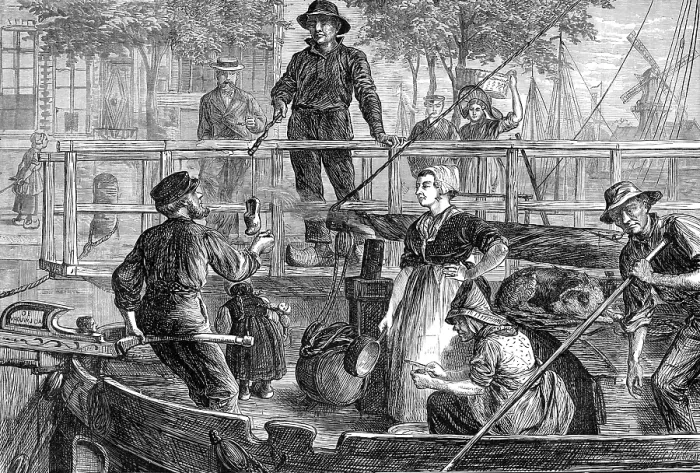 Framed Print : The tourist in Holland: taking toll on a Dutch canal, 1881. Creator: Charles Olivier Murray Framed Print : The tourist in Holland: taking toll on a Dutch canal, 1881. Creator: Charles Olivier Murray