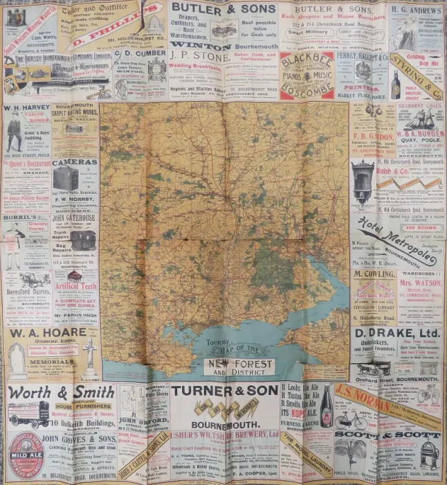 Framed Print : Tourist Map of the New Forest and District, c1900. Creator: Unknown Framed Print : Tourist Map of the New Forest and District, c1900. Creator: Unknown