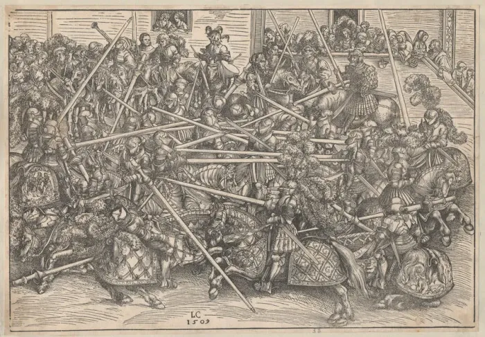 Framed Print : Tournament, 1509. Artist: Cranach, Lucas, the Elder (1472-1553) Framed Print : Tournament, 1509. Artist: Cranach, Lucas, the Elder (1472-1553)