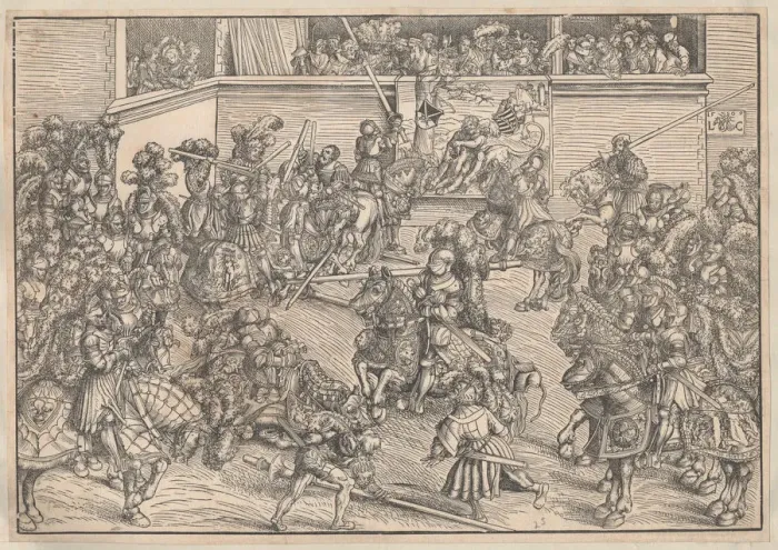 Framed Print : Tournament, 1509. Artist: Cranach, Lucas, the Elder (1472-1553) Framed Print : Tournament, 1509. Artist: Cranach, Lucas, the Elder (1472-1553)