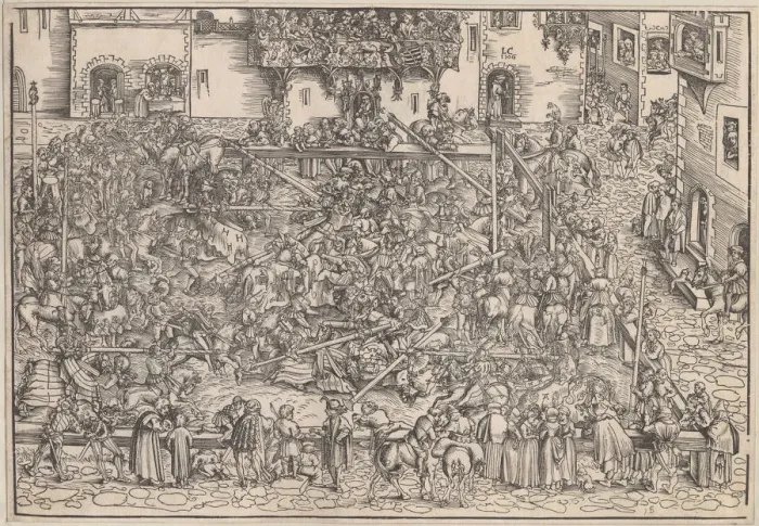 Framed Print : Tournament, 1509. Artist: Cranach, Lucas, the Elder (1472-1553) Framed Print : Tournament, 1509. Artist: Cranach, Lucas, the Elder (1472-1553)