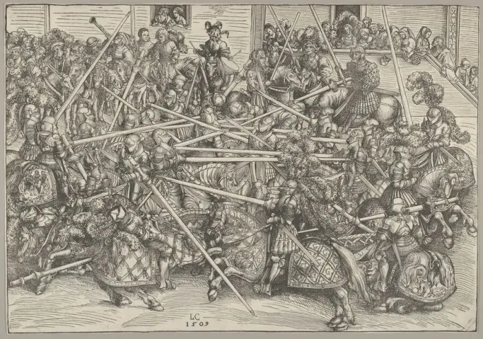 Framed Print : The Third Tournament, 1509. Creator: Lucas Cranach the Elder Framed Print : The Third Tournament, 1509. Creator: Lucas Cranach the Elder