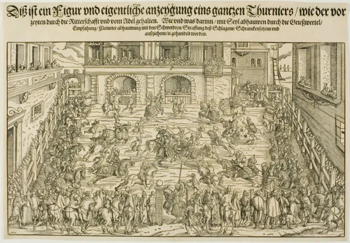 Framed Print : The Tournament, 1565. Creator: Jost Ammon Framed Print : The Tournament, 1565. Creator: Jost Ammon