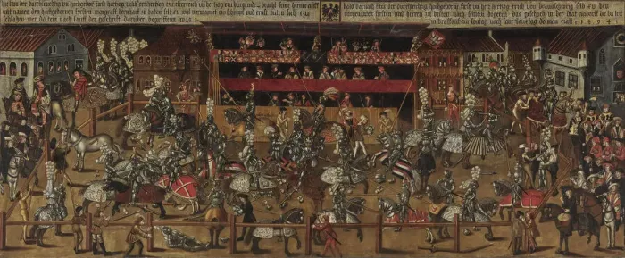 Framed Print : Tournament in Antwerp, 1498. Creator: Anonymous Framed Print : Tournament in Antwerp, 1498. Creator: Anonymous