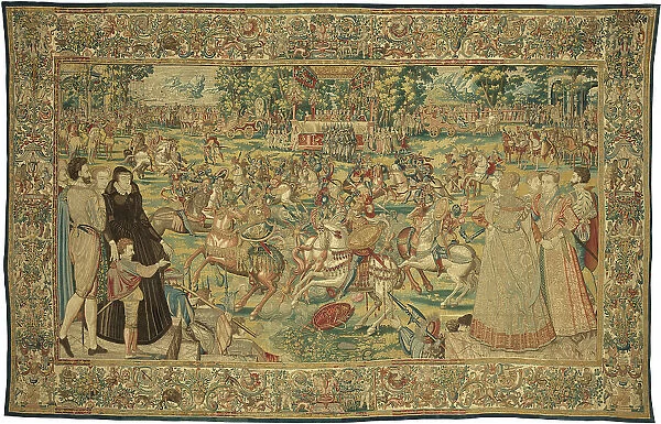 Tournament (Carrousel des chevaliers bretons et irlandais à Bayonne), from the Valois Tapestries, ca Creator: Master MGP, Brussels (active 1570s)