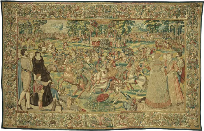 Framed Print : Tournament (Carrousel des chevaliers bretons et irlandais à Bayonne), from the Valois Tapestries, ca Creator: Master MGP, Brussels (active 1570s) Framed Print : Tournament (Carrousel des chevaliers bretons et irlandais à Bayonne), from the Valois Tapestries, ca Creator: Master MGP, Brussels (active 1570s)
