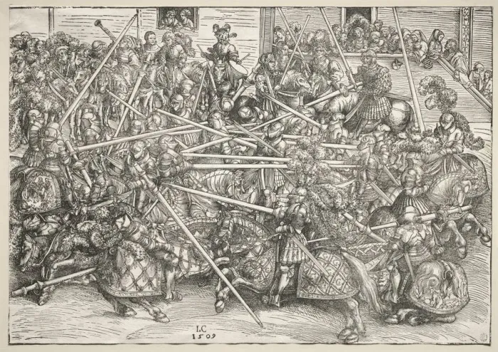 Framed Print : The Tournament with lances, 1509. Creator: Lucas Cranach (German, 1472-1553) Framed Print : The Tournament with lances, 1509. Creator: Lucas Cranach (German, 1472-1553)