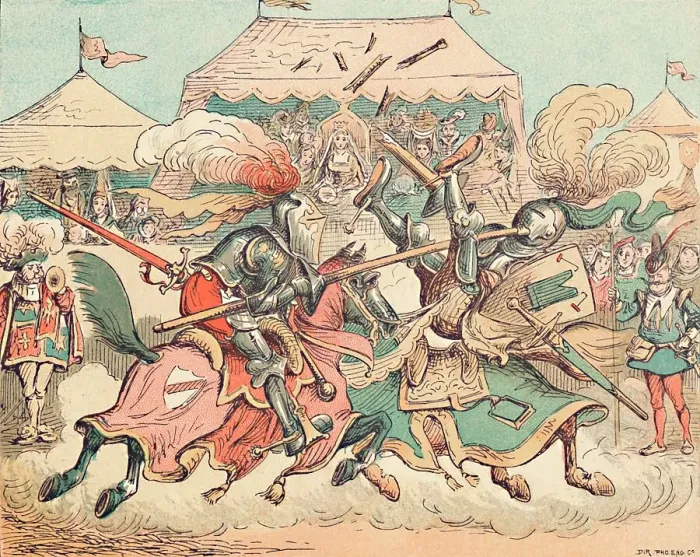 Framed Print : A Tournament in the Middle Ages, c1884. Artist: Thomas Strong Seccombe Framed Print : A Tournament in the Middle Ages, c1884. Artist: Thomas Strong Seccombe