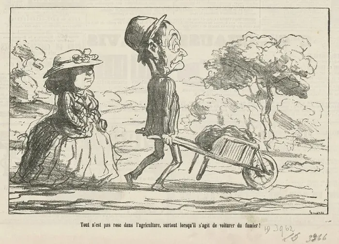 Framed Print : Tout n'est pas rose dans l'agriculture... 19th century. Creator: Honore Daumier Framed Print : Tout n'est pas rose dans l'agriculture... 19th century. Creator: Honore Daumier