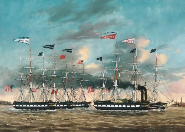 Framed Print : The Tow Boat Conqueror, 1852. Creator: James Guy Evans Framed Print : The Tow Boat Conqueror, 1852. Creator: James Guy Evans
