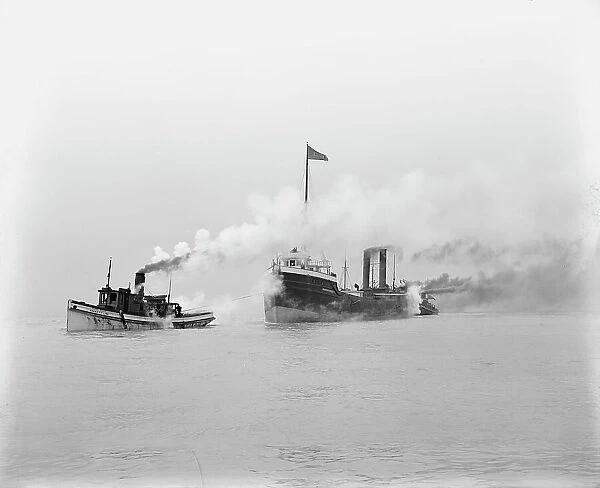 A tow entering St. Clair Ship Canal, between 1900 and 1905. Creator: Unknown