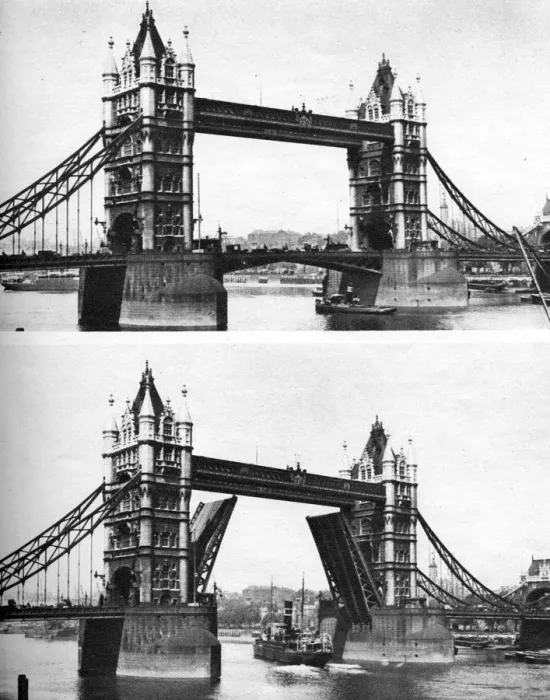 Framed Print : Tower Bridge open and closed, London, 1926-1927. Artist: McLeish Framed Print : Tower Bridge open and closed, London, 1926-1927. Artist: McLeish