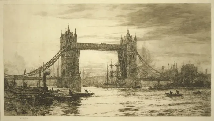 Framed Print : Tower Bridge viewed from the River Thames, London, c1894-1931 Framed Print : Tower Bridge viewed from the River Thames, London, c1894-1931