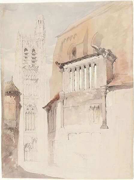 Tower of the Cathedral at Sens, c. 1845. Creator: John Ruskin