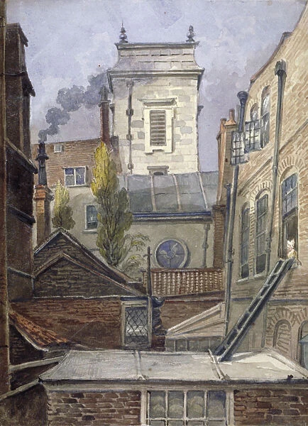 The tower of the Church of St George Botolph Lane, City of London, c1830. Artist