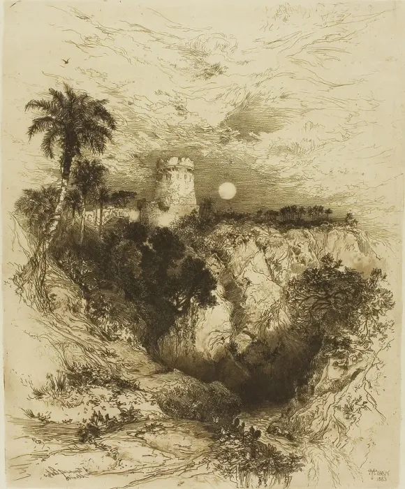 Framed Print : A Tower of Cortez - Mexico, 1883. Creator: Thomas Moran Framed Print : A Tower of Cortez - Mexico, 1883. Creator: Thomas Moran