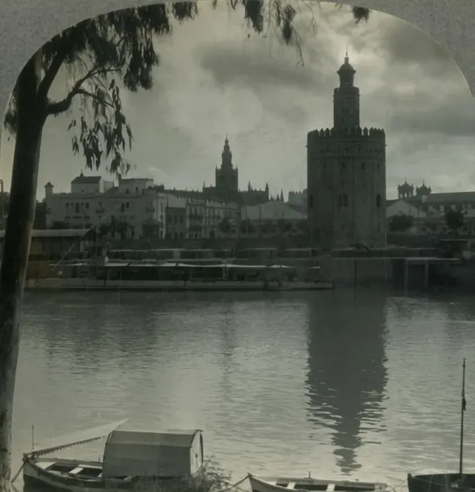 Framed Print : The Tower of Gold and the Cathedral from across the Guadalquivir River, Seville, Spain, c1930s Framed Print : The Tower of Gold and the Cathedral from across the Guadalquivir River, Seville, Spain, c1930s