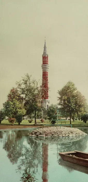 Framed Print : Tower from the lake, Water Works Park, Detroit, ca 1900. Creator: Unknown Framed Print : Tower from the lake, Water Works Park, Detroit, ca 1900. Creator: Unknown