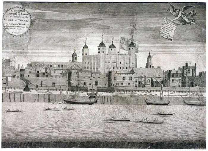 Framed Print : Tower of London, c1750. Artist: Sutton Nicholls Framed Print : Tower of London, c1750. Artist: Sutton Nicholls