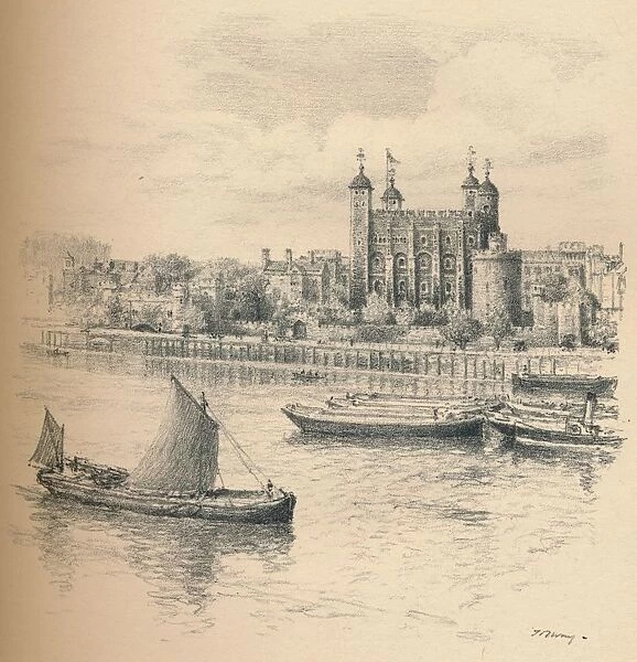 The Tower of London From Tower Bridge. 1902. Artist: Thomas Robert Way