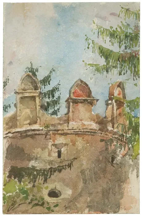 Framed Print : Tower of the manor house in Strazky, 1880 / 1890. Creator: Ladislav Mednyanszky