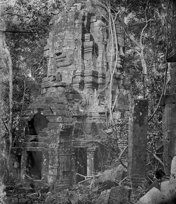 Framed Print : A tower at Nakhon Thom [Angkor Thom], Cambodia, 1866. Creator: John Thomson
