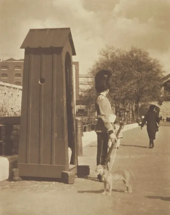 Framed Print : A tower sentry. From the album: Photograph album - London, 1920s. Creator: Harry Moult Framed Print : A tower sentry. From the album: Photograph album - London, 1920s. Creator: Harry Moult