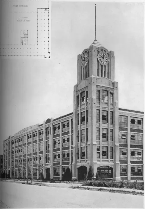 Framed Print : Detail of tower and typical floor plan, AM Creighton Building, Lynn, Massachusetts, 1923 Framed Print : Detail of tower and typical floor plan, AM Creighton Building, Lynn, Massachusetts, 1923