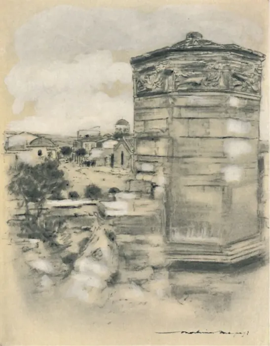 Framed Print : Tower of the Winds, Athens, 1903. Artist: Mortimer L Menpes Framed Print : Tower of the Winds, Athens, 1903. Artist: Mortimer L Menpes