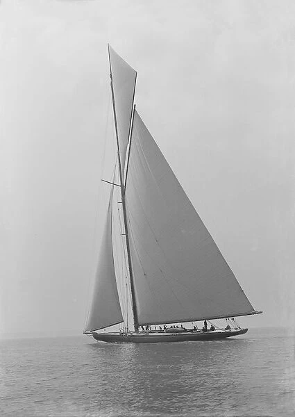 The towering 10, 450 sq ft sail area of Shamrock IV, 1914. Creator: Kirk & Sons of Cowes