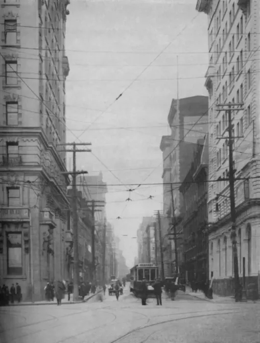 Framed Print : Towering Facades of One of the Citys Busiest Shopping Thoroughfares, c1935 Framed Print : Towering Facades of One of the Citys Busiest Shopping Thoroughfares, c1935