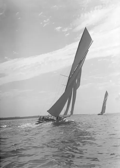 Framed Print : The towering sails of the 15 Metre yacht Istria sailing close-hauled, 1911. Creator Framed Print : The towering sails of the 15 Metre yacht Istria sailing close-hauled, 1911. Creator
