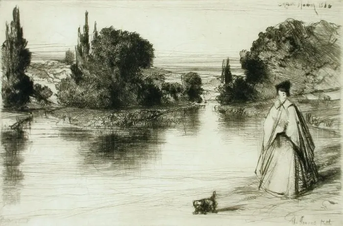 Framed Print : The Towing Path, 1864. Creator: Francis Seymour Haden Framed Print : The Towing Path, 1864. Creator: Francis Seymour Haden