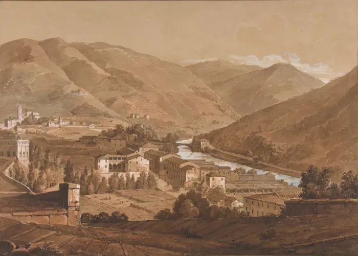 Framed Print : Town in an Alpine Valley, n. d Creator: Victor Jean Nicolle Framed Print : Town in an Alpine Valley, n. d Creator: Victor Jean Nicolle
