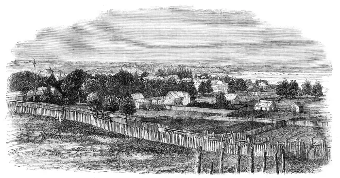 Framed Print : The town of Bathurst, New Brunswick - from a photograph by E. J. Russell, of Bathurst, 1860. Creator: Unknown Framed Print : The town of Bathurst, New Brunswick - from a photograph by E. J. Russell, of Bathurst, 1860. Creator: Unknown