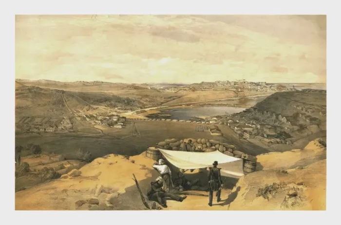 Framed Print : The Town Batteries... of Sebastopol from the advanced parallel of Chapmans Attack, 23 June 1855 Framed Print : The Town Batteries... of Sebastopol from the advanced parallel of Chapmans Attack, 23 June 1855