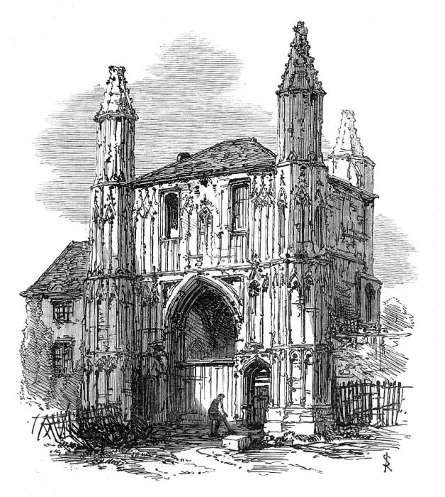 Framed Print : The Town and Camp of Colchester: the Abbey Gate, 1869. Creator: Unknown Framed Print : The Town and Camp of Colchester: the Abbey Gate, 1869. Creator: Unknown