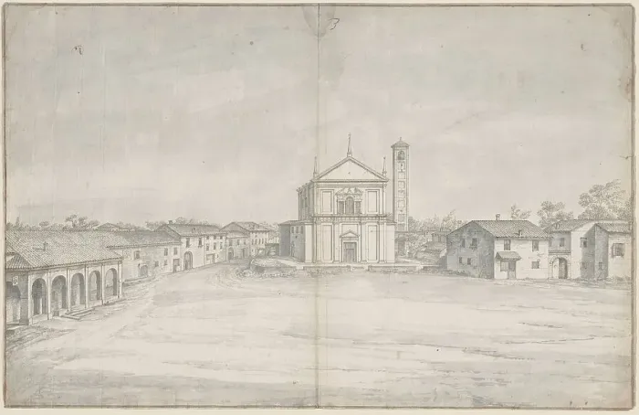 Framed Print : A Town Center with a Church. Creator: Unknown Framed Print : A Town Center with a Church. Creator: Unknown