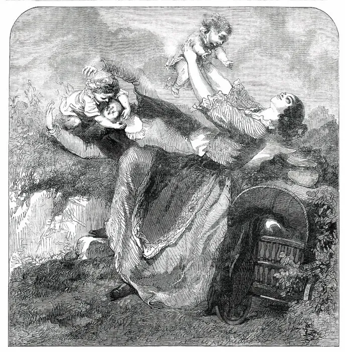 Framed Print : Town and Country Children - drawn by Gavarni, 1850. Creator: Unknown Framed Print : Town and Country Children - drawn by Gavarni, 1850. Creator: Unknown