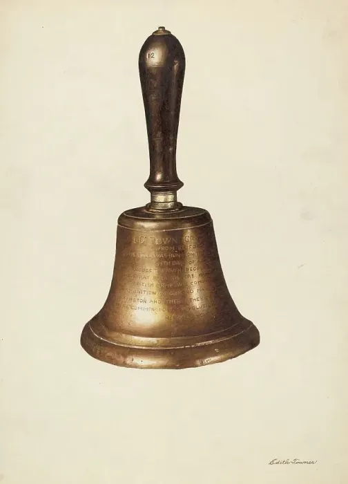 Framed Print : Town Crier's Bell, c. 1937. Creator: Edith Towner Framed Print : Town Crier's Bell, c. 1937. Creator: Edith Towner