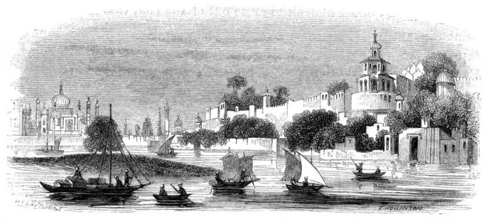 Framed Print : Town and fort of Agra, 1847. Artist: Robinson Framed Print : Town and fort of Agra, 1847. Artist: Robinson