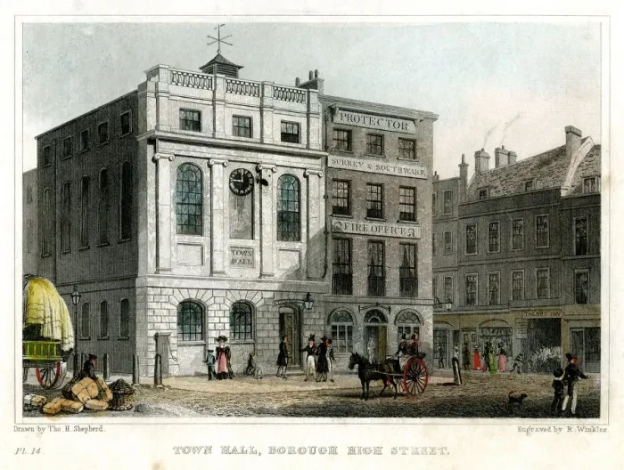Framed Print : Town Hall, Borough High Street, Southwark, London, 1830. Artist: R Winkles Framed Print : Town Hall, Borough High Street, Southwark, London, 1830. Artist: R Winkles