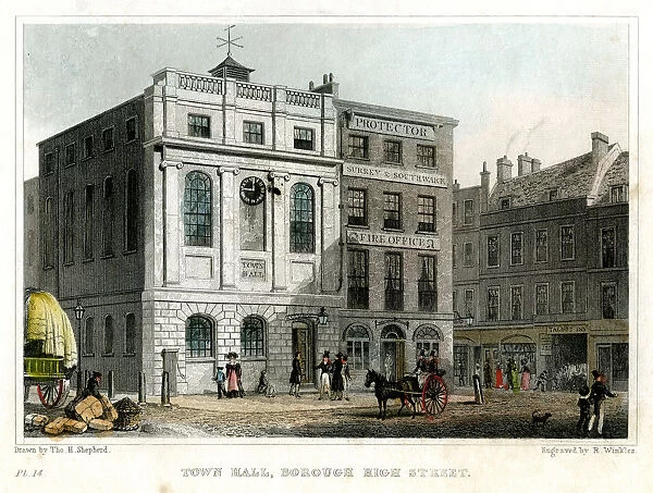 Town Hall, Borough High Street, Southwark, London, 1830. Artist: R Winkles