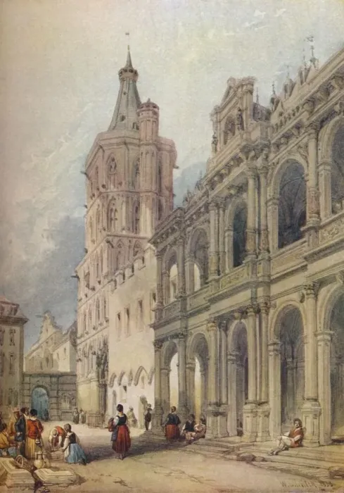 Framed Print : Town Hall, Cologne, c1841. Artist: William Leighton Leitch Framed Print : Town Hall, Cologne, c1841. Artist: William Leighton Leitch