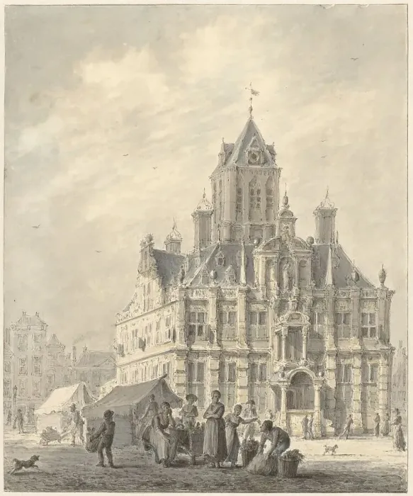 Framed Print : The town hall of Delft, 1780-1836. Creator: Johannes Jelgerhuis Framed Print : The town hall of Delft, 1780-1836. Creator: Johannes Jelgerhuis