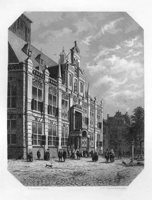 Framed Print : The Town Hall at Delft, Netherlands, 1620 (c1870). Artist: JH Rennefeld Framed Print : The Town Hall at Delft, Netherlands, 1620 (c1870). Artist: JH Rennefeld